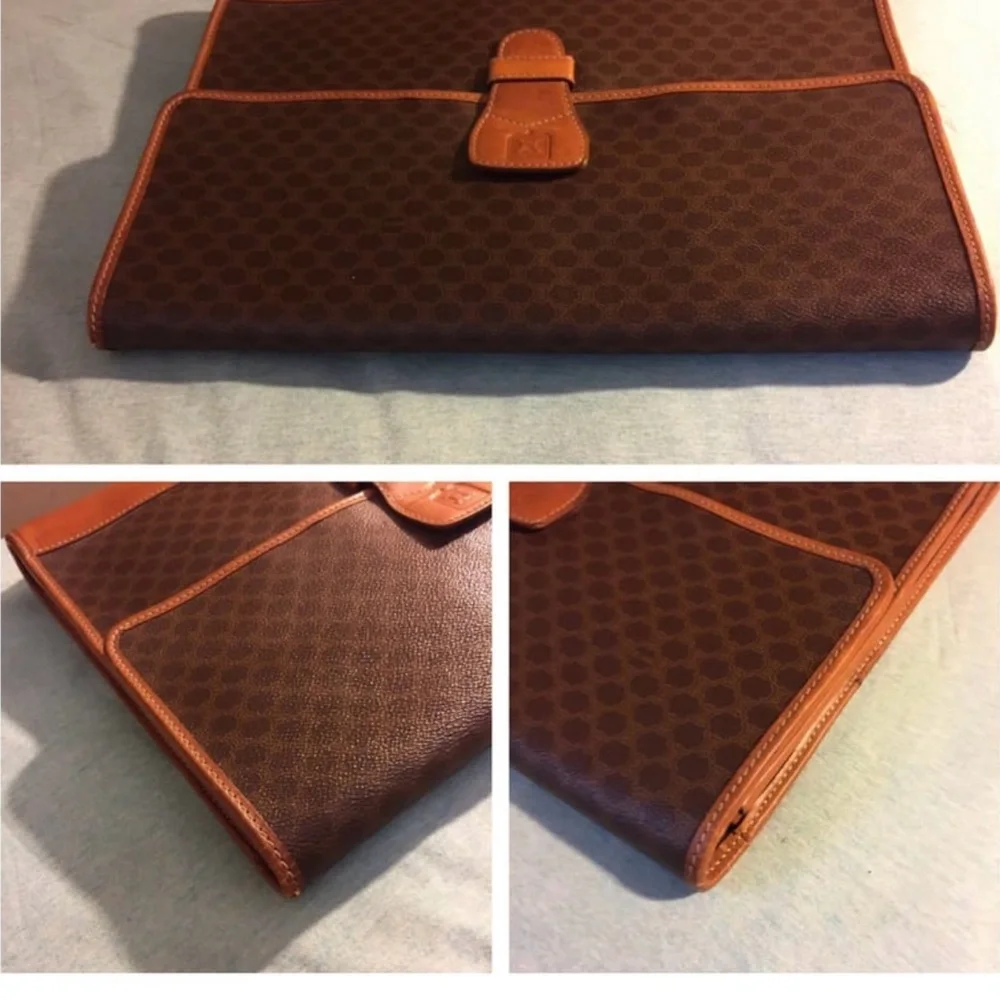 Authentic CELINE Brown Leather Large Clutch Bag - Picture 7 of 11